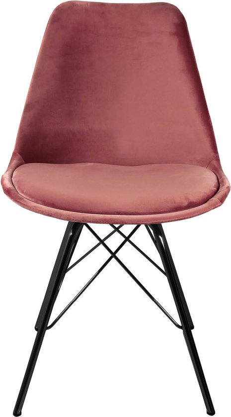 Chaise baquet Kick Velvet rose - structure noire - lot de 2