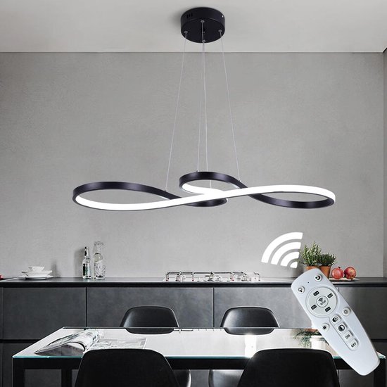 Lampe suspendue - Lustre - Zwart - Lampe de salon - Lampe moderne - Lampe de salle à manger - Plafonnier LED - Plafoniere