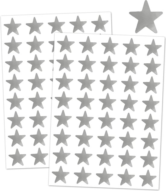 2 Stickervellen Zilveren Sterren - 80 Zelfklevende Sterren Kleur Zilver - Sterrenstickers Zilver - Zilveren Sterrenstickers - Zilveren Sterren Stickers - Hobbystickers - Stickers Kerst - Stickervellen - Stickers Volwassenen