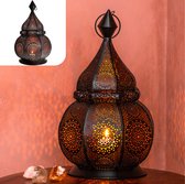 Gadgy Oosterse Lantaarn - Marokkaanse Lantaarn Windlicht - Decoratie voor binnen - Tafellamp - Waxinelichthouders Woonkamer - Theelichthouder Cadeau - Metaal 36CM