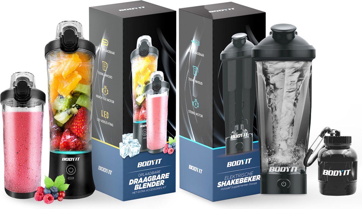 Goedkoopste BODYIT® Wellness Pakket - Elektrische Shakebeker Draagbare Blender