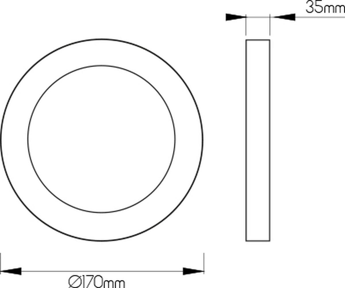 FLUKE LED plafonnier rond zwart 12W 3000K Ø17cm