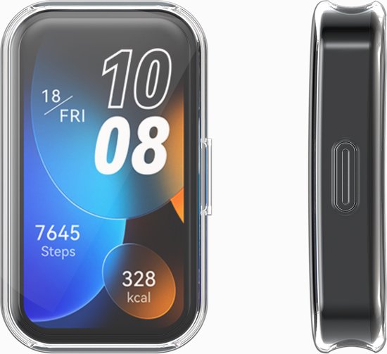 Foto: Kwmobile 2x smartwatch hoes geschikt voor huawei band 9 band 8 hoesje siliconen sporthorloge cover activity tracker case in transparant