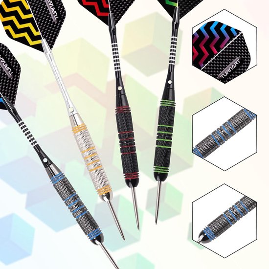 Professionele Dartpijlen - Set van 3 Darts met Anti-Losse Aluminium Schachten - 12 stuks - 20 anti-losse rubberen ringen — afbeelding 4