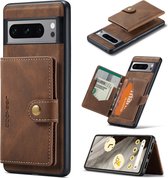 CaseMe - Coque de téléphone adaptée à Google Pixel 8 Pro - Couverture arrière - Avec porte-carte magnétique - Marron foncé