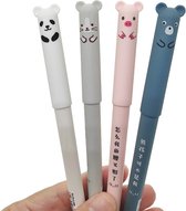 Schattige Japanse Uitgumbare Pennen I Balpennen I Dieren Pennen I 0.35mm Balpen I Blauw Inkt I Set Van 4 Stuks