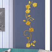 Bloemenrank acryl spiegel muursticker, elegante spiegel instelling muursticker, muur kleverige spiegel wanddecoratie voor thuis woonkamer slaapkamer decoratie, goud.