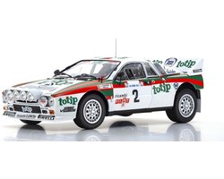 De 1:18 Diecast Modelcar van de Lancia 037 Totip #2 van de Rally San Marino van 1984. De rijders waren A. Vudafieri en L. Pirollo. De fabrikant van het model is Kyosho.Dit model is alleen online beschikbaar.