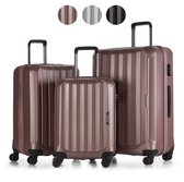 ©TROLLEYZ - Bali No.22 - Kofferset 3 delig - 55cm+69cm+78cm met TSA slot - Dubbele wielen - 360° spinners - 100% ABS - Reiskoffers in Cosmopolitan Pink