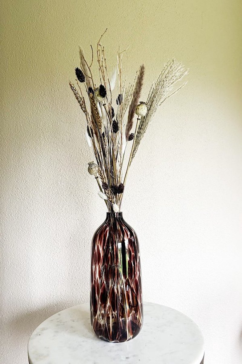 LaFlorista Droogboeket - Droogbloemen – Boeket Ilse - Moderne Droogboeketten - Bruin - Beige - Goud - Inclusief Vaas - Turtle Vaas
