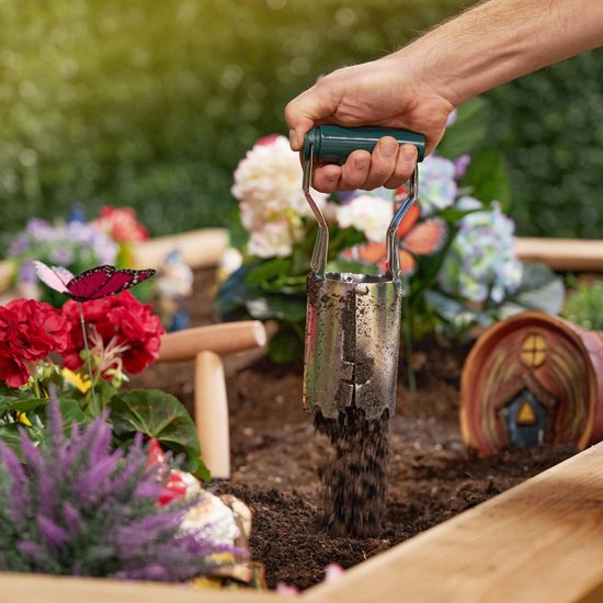 bloembollenplanter - 2-delige set - metaal - hout - voor bollen en knollen - meerkleurig van Merkloos	 — afbeelding 5