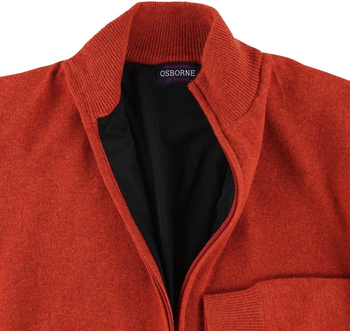 Osborne Knitwear Windstopper cardigan - Lamswol - Ember - Zwarte voering - XL