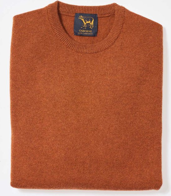 Osborne Knitwear Trui met ronde hals - Sweater heren in Lamswol - Pullover Heren - Chesnut - L