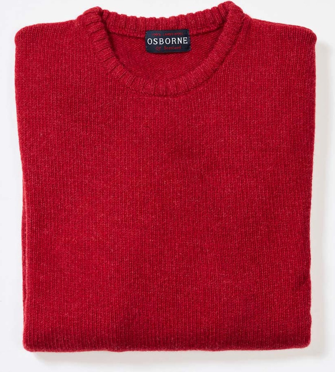 Osborne Knitwear Trui met vervilte ronde hals - Lamswol - Poppy Melange - XL