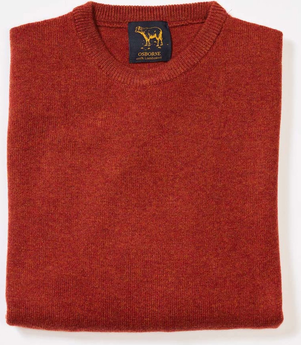 Osborne Knitwear Trui met ronde hals - Sweater heren in Lamswol - Pullover Heren - Ember - 2XL