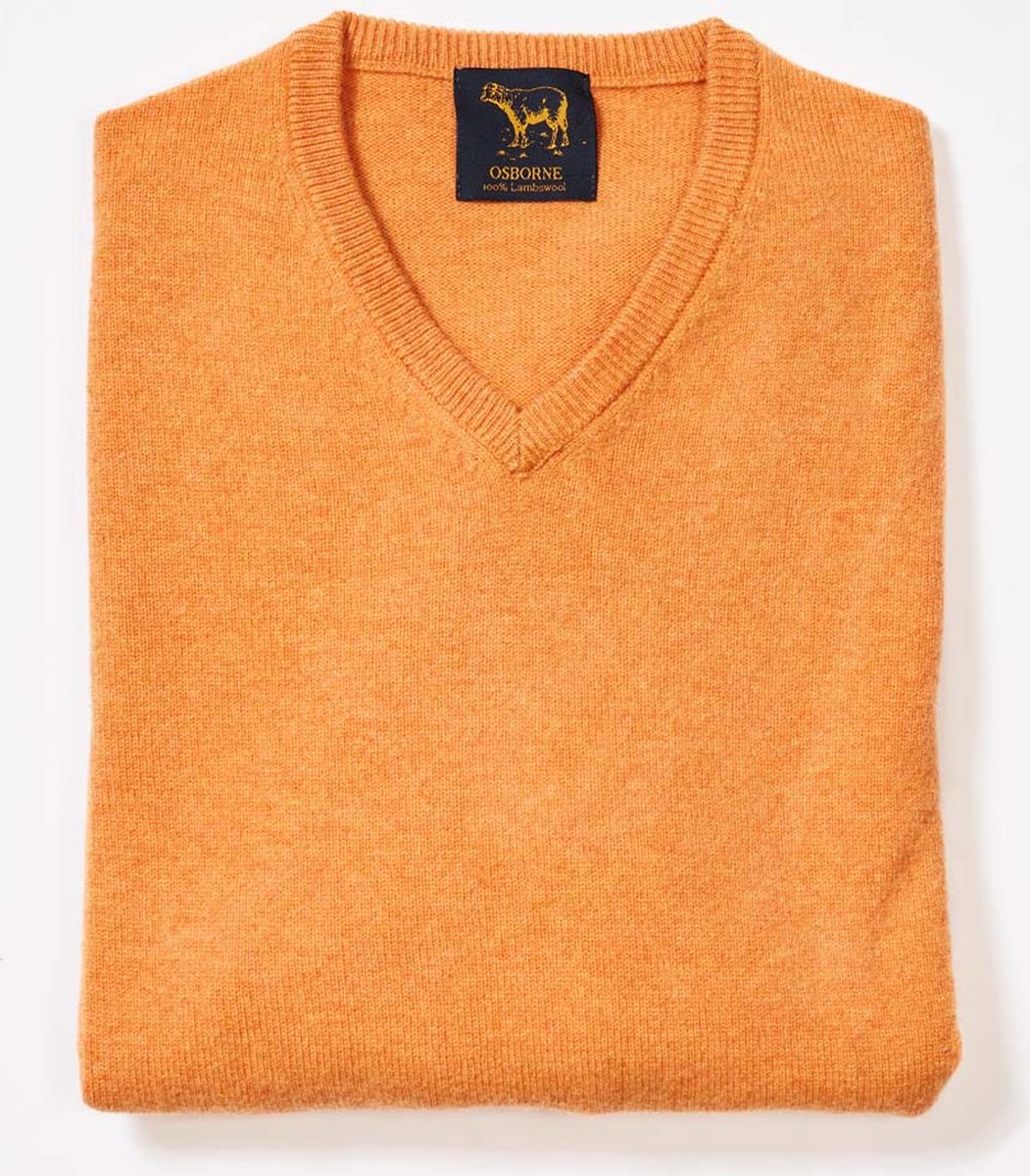 Osborne Knitwear Trui met V hals - Sweater heren in Lamswol - Pullover Heren - Turmeric - XL