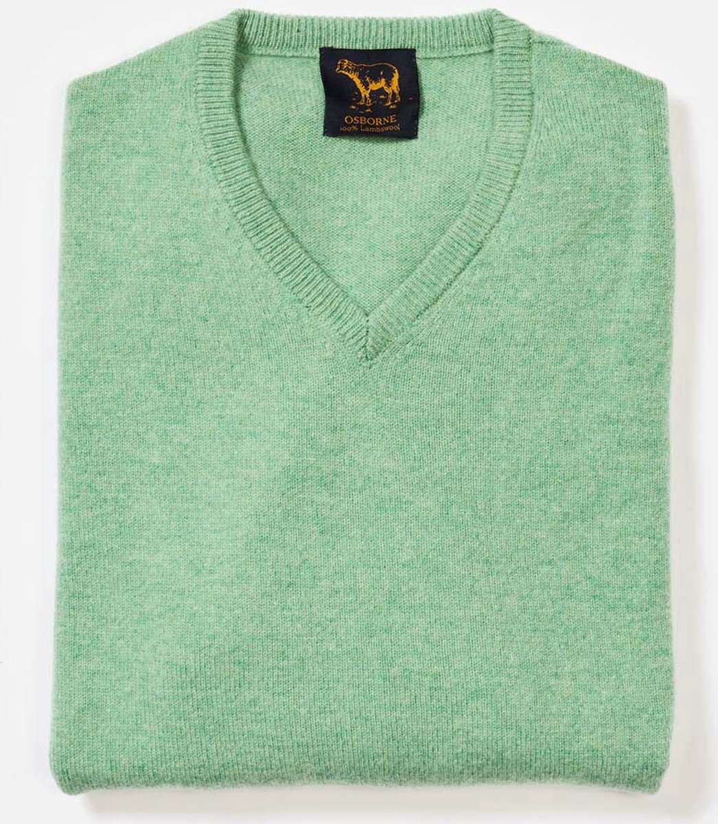 Osborne Knitwear Trui met V hals - Sweater heren in Lamswol - Pullover Heren - Springtime - 2XL
