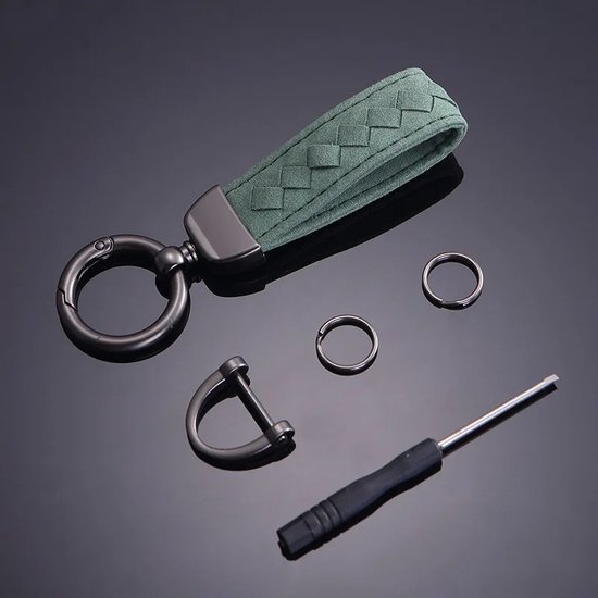 Luxe sleutelhanger Keychain Alcantara groen Luxe cadeau