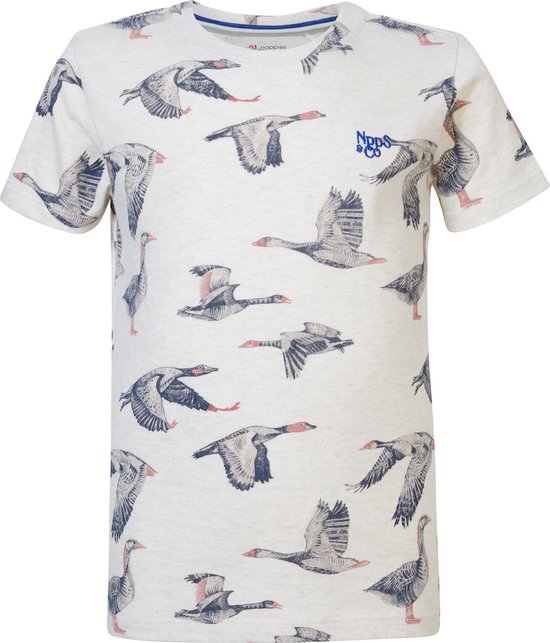 Noppies Boys Tee Dierks short sleeve all over print Jongens T-shirt - Oatmeal - Maat 134