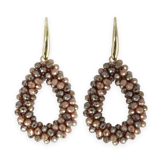 Lajetti - Bruine Druppel Oorbel Dames - Beads Earring