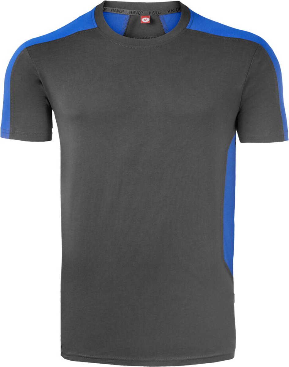 HAVEP T-shirt Bicolor 10072 - Charcoal/Korenblauw - S