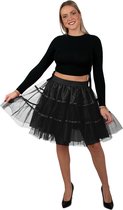 PartyXplosion - Dans & Entertainment Kostuum - Petticoat Chique Zwart 45 Centimeter Vrouw - Zwart - One size - Halloween - Verkleedkleding