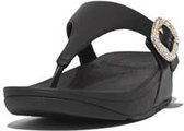 FitFlop Lulu Crystal-Buckle Leather Toe-Post Sandals ZWART - Maat 42