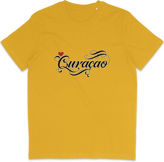 Heren en Dames T Shirt - Curaçao - Curacao - Geel - L