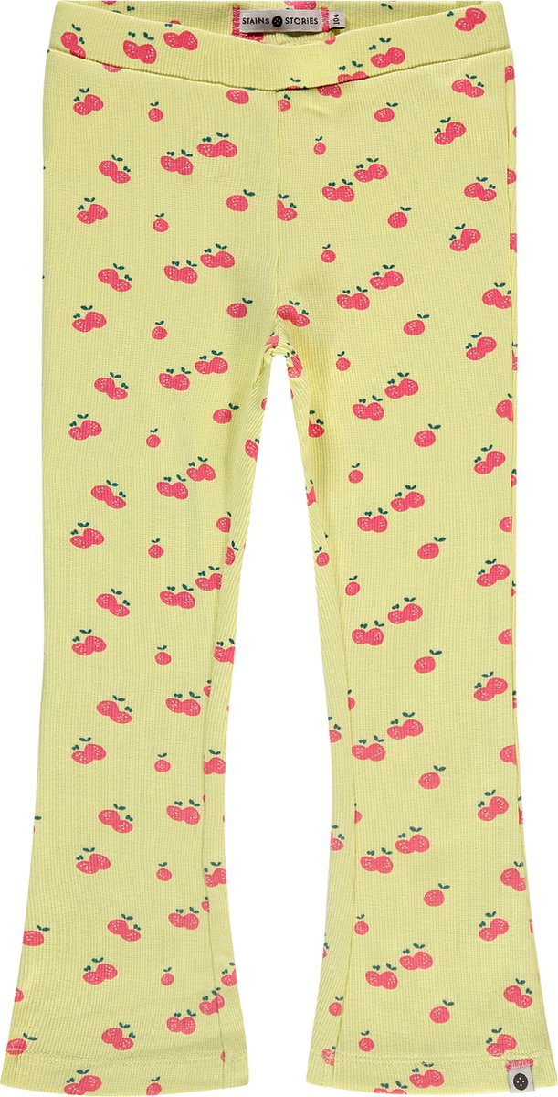 Stains and Stories girls rib pants flared Meisjes Broek - yellow - Maat 92