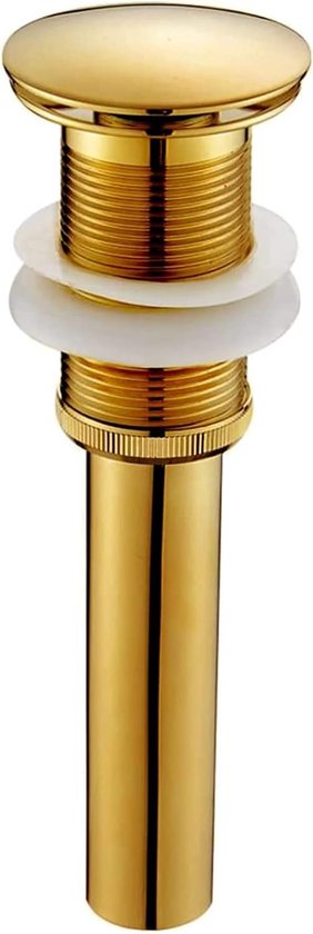 CASEWIND Pop Up Afvoer Stopper, Massief Messing Wastafel Plug zonder Overloop, Goud voor Badkamer Bad Afval Kraan Vessel Vanity