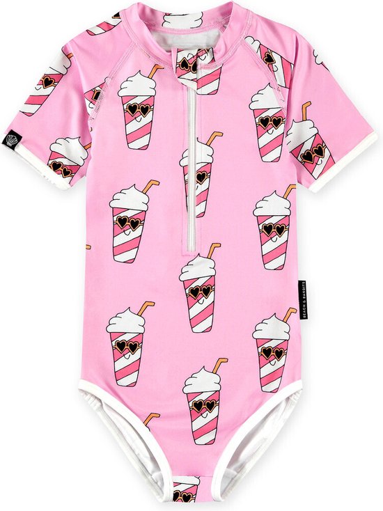 Beach & Bandits - UV-zwempak voor meisjes - Short sleeve - UPF50+ - Shake it - Roze - maat 92-98cm