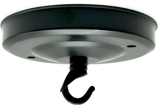 Hypify® | Plafondkapje met haak deLuxe | Zwart | Rond | Lampbevestiging