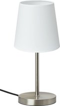 Trango Bedlampje 2017-09WL *WHITNEY* Tafellamp met stoffen kap in wit incl. 1x 5 Watt E14 LED lamp 3000K warm wit, lamp, vensterbanklamp, bedlampje voor slaapkamer