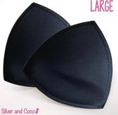 SilverAndCoco® - Coussinets de BH / rembourrages pour femmes / rembourrage push up / respirant / bonnets lavables réutilisables - 2 pièces (1 paire) - Zwart / Noir