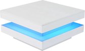 HandyHaven® - Salontafel - Bijzettafel - Wit - LED verlichting - Glans - Vierkant - Keuze uit 16 kleuren LED - Keuze uit 4 flash effect - Feesten - Lengte 70cm - Breedte 70cm - Hoogte 36cm - Tot 3KG