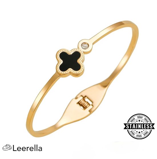 Leerella Schitterende van Bangel Damesarmbanden in 18K Goudkleur Klavermodel - Perfect Cadeau voor Moederdag, Verjaardag of Valentijnsdag!