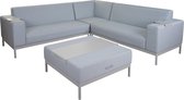 Cosmo Casa Aluminium Tuinset - Sofa - Buiten - Stof/Textiel - Blauw Met Plank - Zonder Kussen