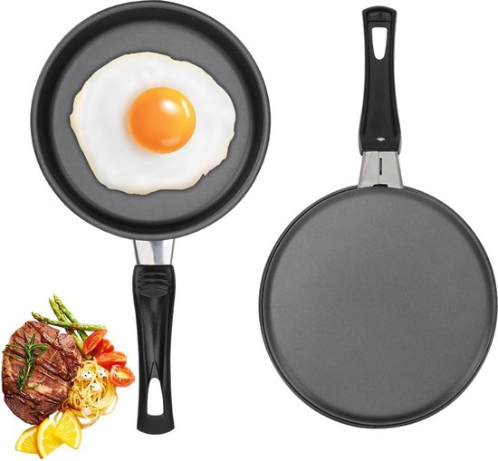 Mini-pan voor een ei 14 cm, mini-eierbraadpan met handvat, hittebestendig, anti-aanbaklaag, draagbaar, camping, koken, omeletpan voor gasfornuis, inductiekookplaat