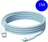 Femur USB-C naar USB-C – 1 Meter Kabel – 60 Watt - Oplaadkabel Nylon – Samsung apparaten – Apple Apparaten - Universeel – Extra Stevig - USB-C naar USB-C - Blauw