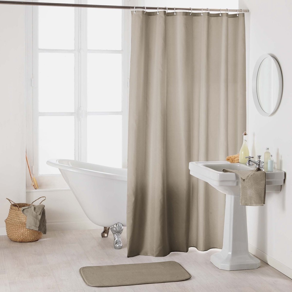 Livetti Douchegordijn met Ringen - Shower Curtain 180 x 200 - Taupe