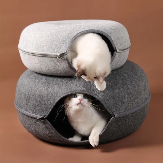 Katten Donut Tunnel,Wasbaar Nest Met Verwijderbaar Kussen,Ronde