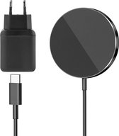 Phreeze Wireless Charger - Zwart - Geschikt voor iPhone 15,14,13,12 Draadloze Oplader - Magnetisch - Met 25W USB C Power Adapter