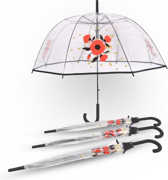 Decalsweet Kids Bubble Paraplu-Clear Dome Paraplu met veiligheidsopening-Lichtgewicht Stok Paraplu voor jongens, bouwvoertuigen