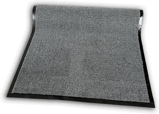 JYG binnen - buiten Schoonloopmat OLYMPIA grijs 90x450cm - 4 zijden stootrand - schoonloop loper voor binnen en buiten - anitslip onderzijde in verschillende maten verkrijgbaar