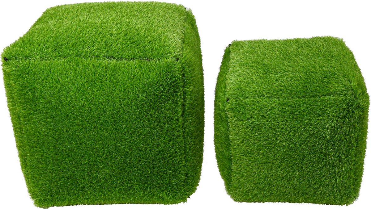 Kubusvormige bank 50 cm-grasfiguur-tuinknuffel-grasdieren-kunstgras-grasfiguur tuindecoratie-