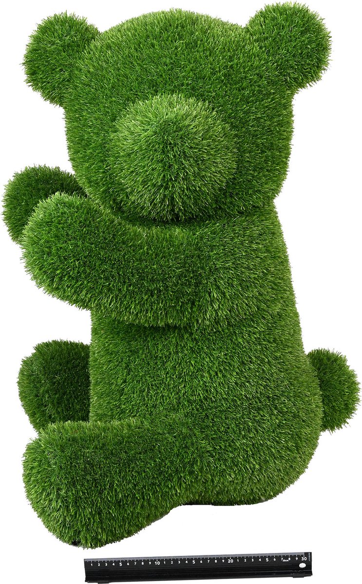 Grasdier- Zittend beren hoofd zijwaarts 80 cm-grasfiguur-tuinknuffel-grasdieren-kunstgras-grasfiguur tuindecoratie-