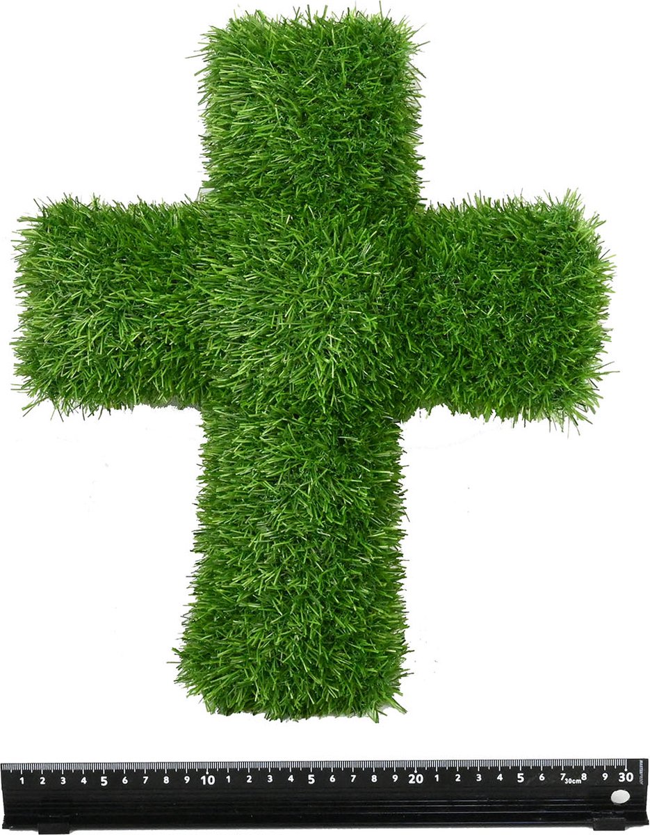 kruis 35 cm-grasfiguur-tuinknuffel-grasdieren-kunstgras-grasfiguur tuindecoratie-grafsteen