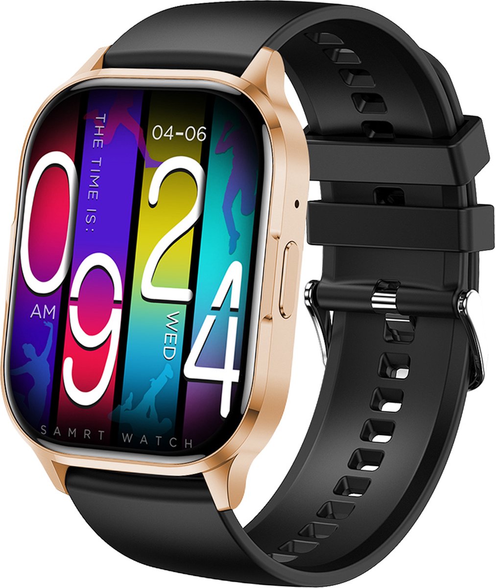 Fontastic 264306 Smartwatch - Met Camera bediening - 51mm - Geschikt voor Android & iOS - Zwart/Goud