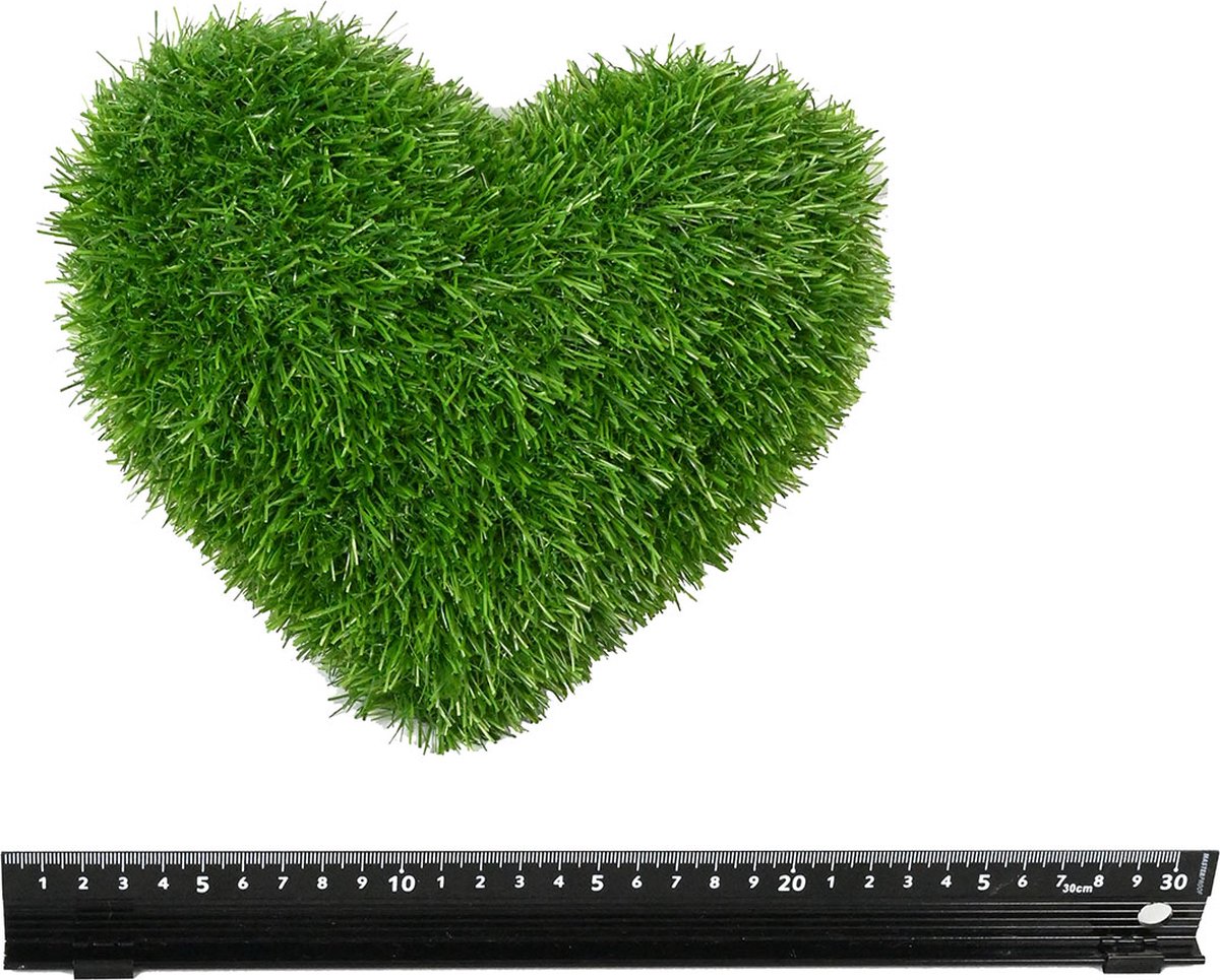 Kussen Hart 20cm-grasfiguur-tuinknuffel-kunstgras-grasfiguur tuindecoratie-