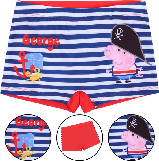 Rood-marineblauwe zwembroek voor jongens - George Peppa Pig zwemshort - maat 104/110